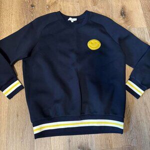 Anya Hindmarch Navy Blue Crewneck sweatshirt with yellow smiley logo Size XS